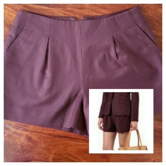 TED BAKER LONDON Tailored Shorts Purple Eggplant Wool Crepe - Picture 6 of 14